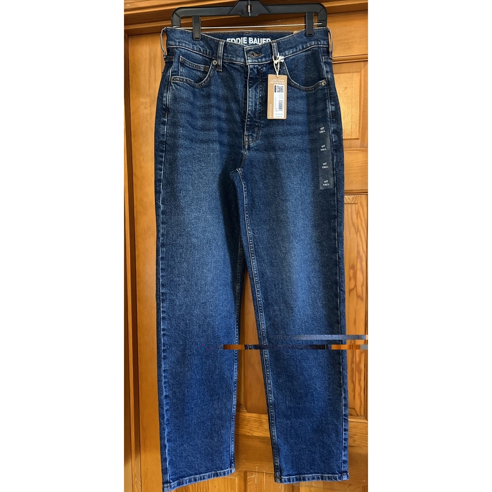 Eddie Bauer Women's Authentic Straight Jeans Sz 10 Tall High Rise